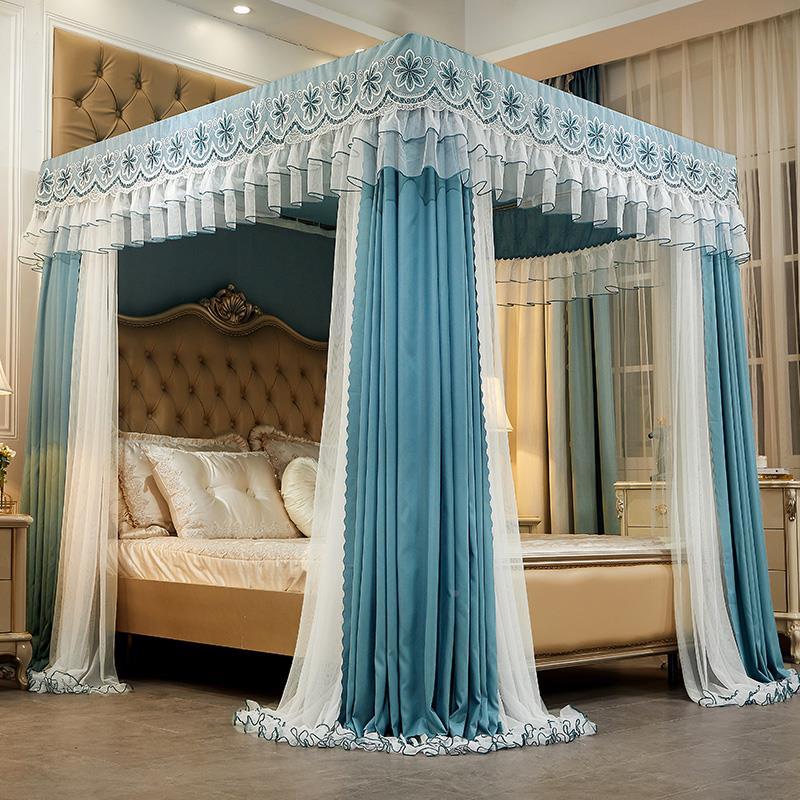 双层廷蚊公帐床帘一体式家用1KXQ.5m主风遮光床幔1.支8m宫落地带