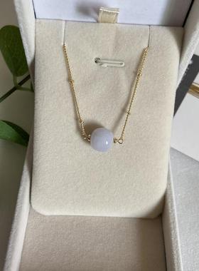 天然紫罗兰翡翠路通转运路珠玉珠14K包OXX平饰金手链招财转运保安