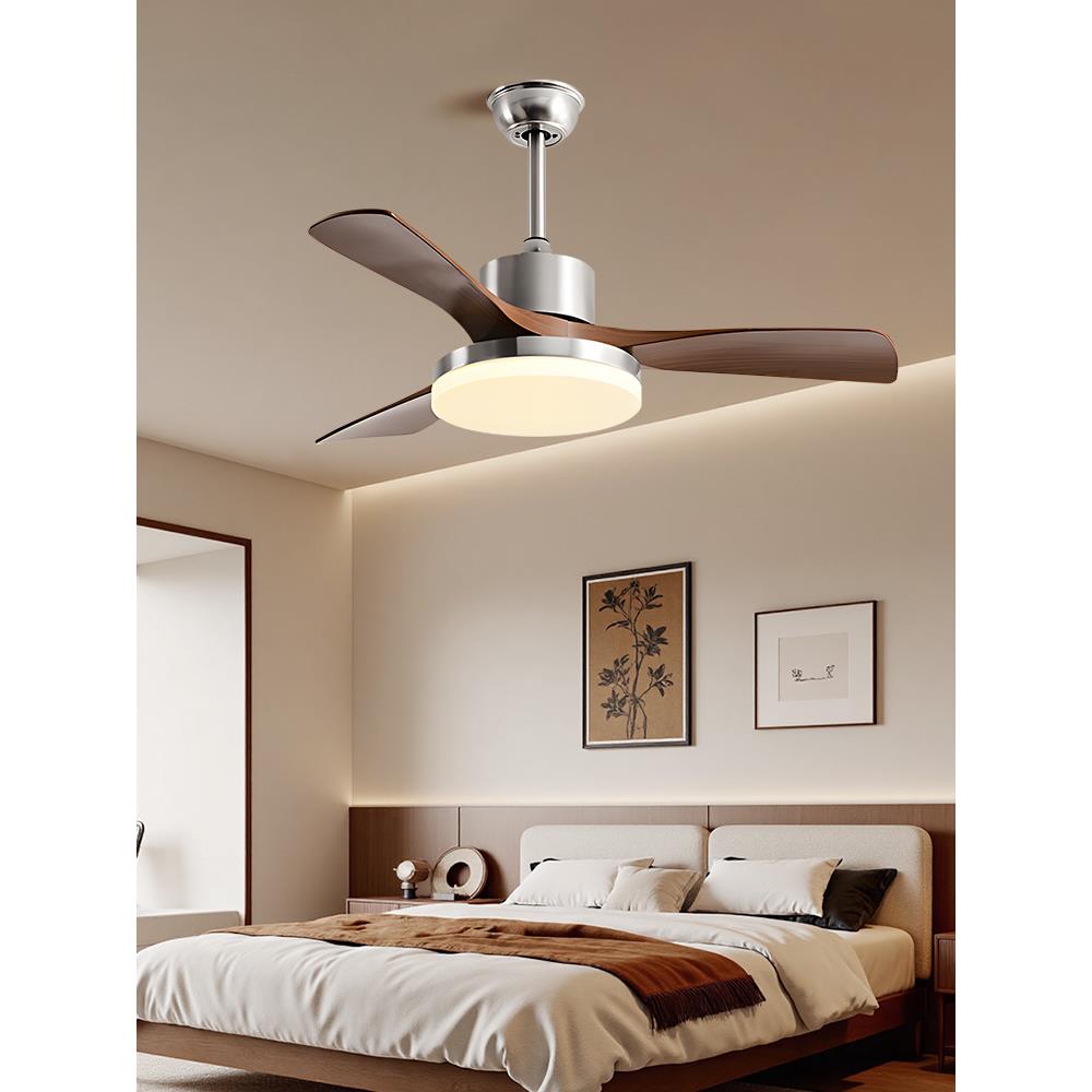 H中ome法式古吸顶风扇灯胡桃色JAY北欧餐风厅古卧室覆静音一体电