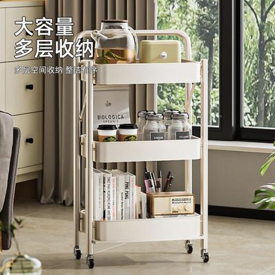 折叠小车推置物架落地零食书厨房多层储收纳架洛松（清移架动带轮