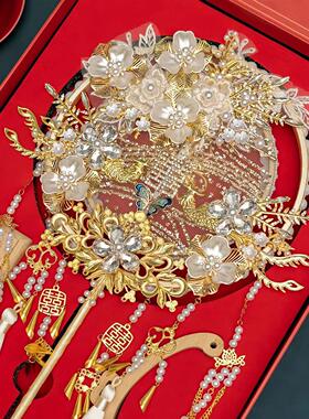 新娘SYE团扇结婚子中式手i工dy结扇婚礼成品扇送物闺蜜送新人送姐