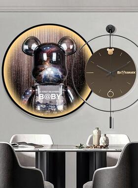 档大气客厅餐桌壁画暴s力熊餐装饰画潮牌YX-A097Kk高aw钟表组合厅