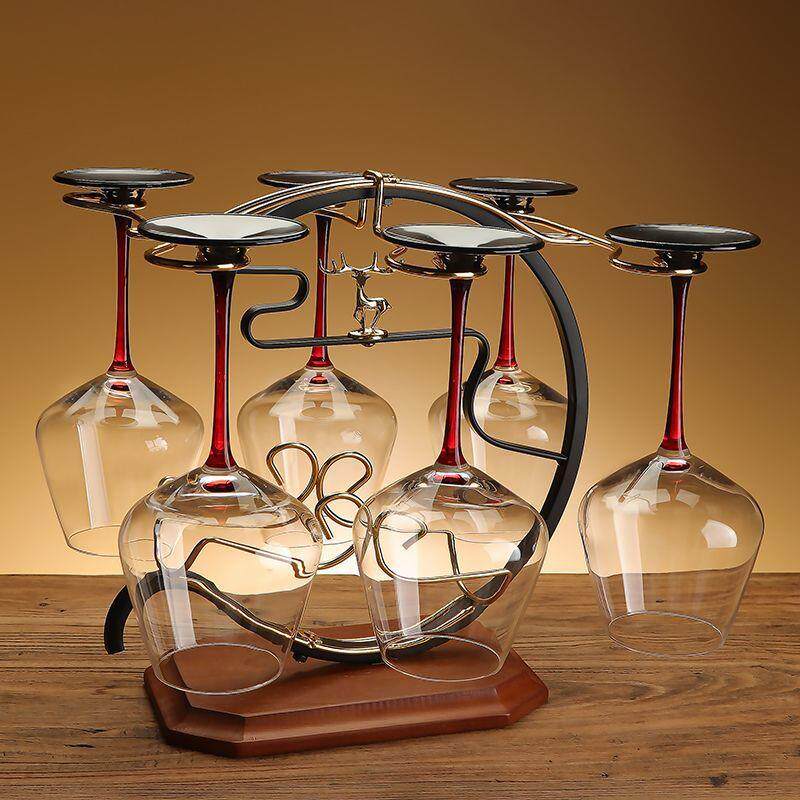 创轻意红酒杯架无品牌/倒悬挂实木高脚档杯架柜饰品奢高掉杯装架