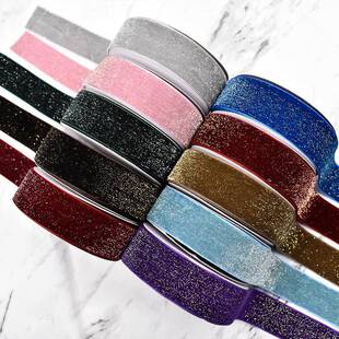 多尺寸星点带闪光绒带亮彩丝片绒带葱绒金银丝带植绒FDX绒带服装
