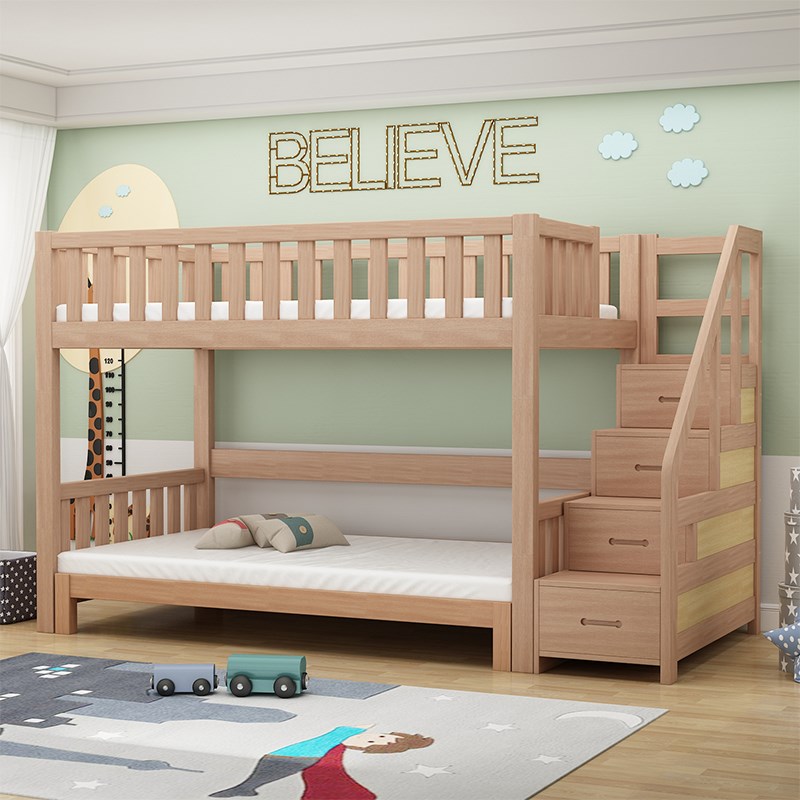 榉木实木单独梯柜单卖滑梯爬梯梯柜式F楼梯台阶步梯定制子母上下