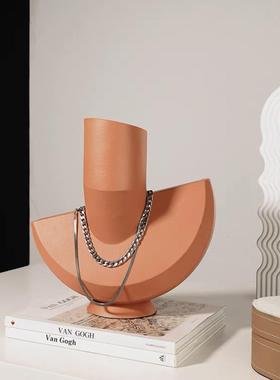 现代北欧极简砖红色抽几何象树居脂首架摆件家饰样板房软装DS9145