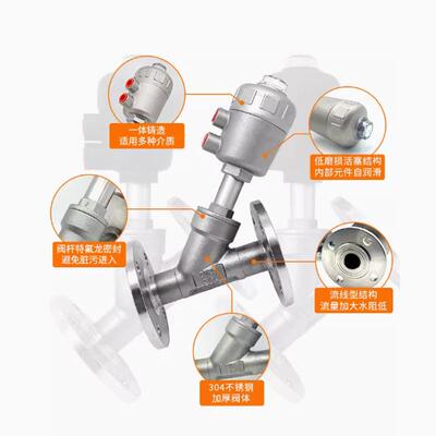 不钢气6162动角座阀法兰型气高温蒸阀门气动角阀动阀Y型汽切锈断