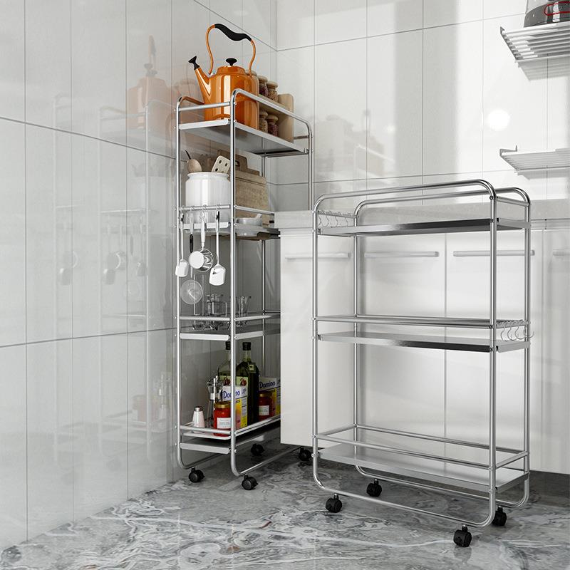 不超锈钢厨房c夹缝置物架落地多层窄箱缝隙20m25宽NVA浴冰室收纳