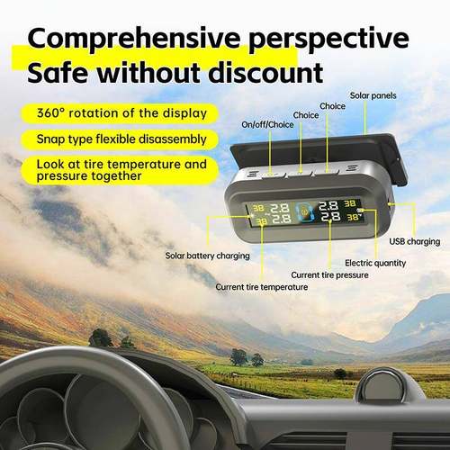 T14胎压高测器感器监内外置360旋转太316阳传能精度通用轮胎检测