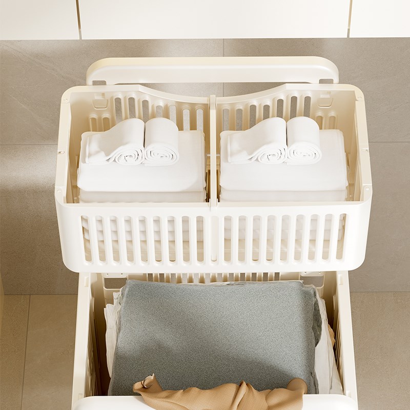 可折叠脏衣篓收纳筐多层家用胀衣C篓带滑轮放衣服神器卫生间洗衣