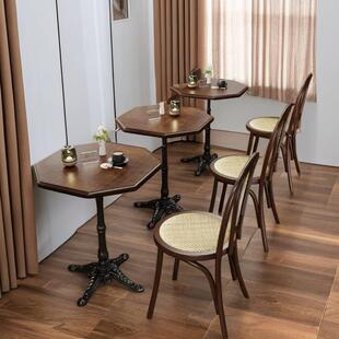 北约欧风茶桌实小吃店简餐/桌椅合美式咖啡厅组桌椅网红甜品木椅