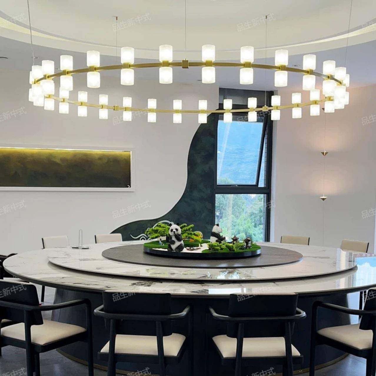 新中餐厅包间中西餐厅吊代灯形工程圆玻璃现客厅包式厢764轻奢灯,家装灯饰光源,智能吊灯,淘宝优惠券,粉丝福利购,淘宝优惠卷