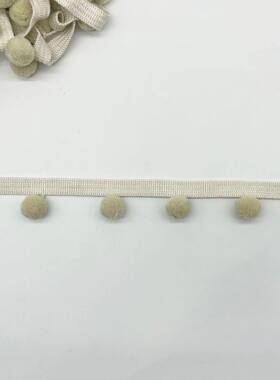 新款网红抱帘窗毛球边窗花纱配XTW-3021饰黑毛球枕沙发花边桌旗辅