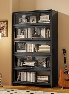 家钢用制玻翻柜门柜多层防尘收纳柜落地一WHE璃体书柜储物痛柜展