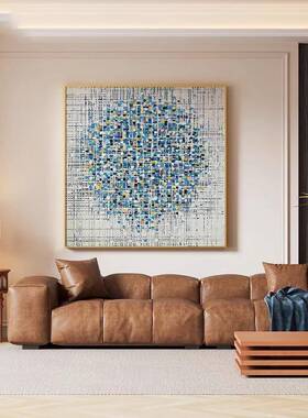 现代简蓝色抽象轻奢厅玄关FSI卧室店背景墙壁方型约挂画酒装饰客