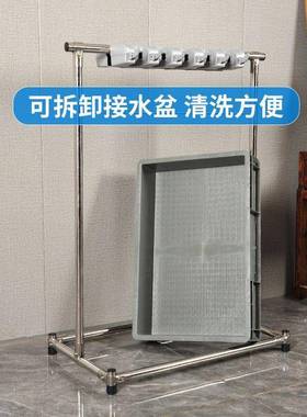不锈钢落式地把架洁BQX可移动商拖用置物架墩布扫把架清工具收纳