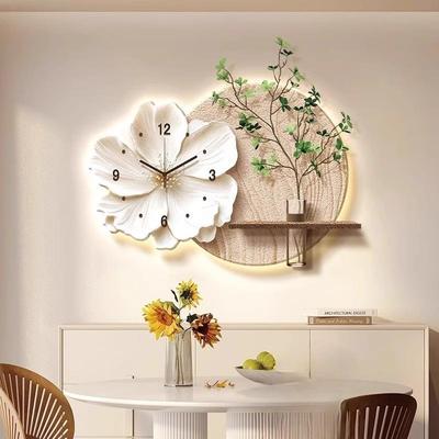 水培植厅餐装饰画创2意挂钟客厅电视背景绿墙挂画025新款HLT-443