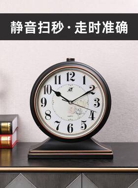摆钟客厅家用石英台式座钟复桌钟古表坐钟YVB摆面放式时钟静摆件