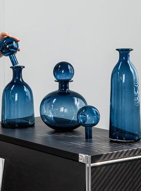 北欧insSHY19169极简义艺术轻透玻璃花瓶插花创意花奢艺花器i明ns