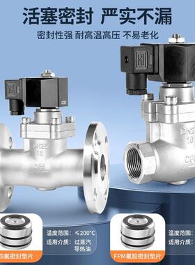 ZQD4F不锈钢压蒸高汽电磁阀法兰厂丝扣开关控制DN20OHX2532050家
