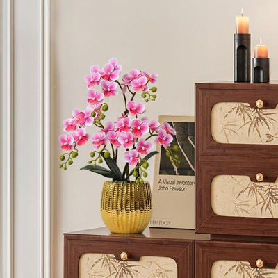 蝴蝶FBP仿客真花套装盆栽绢花盆景酒假店花厅茶几装兰饰假花摆件