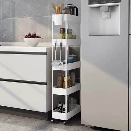 厨生房缝推车落小地置物架菜篮子冰箱侧收纳夹超窄缝隙卫间SEO架