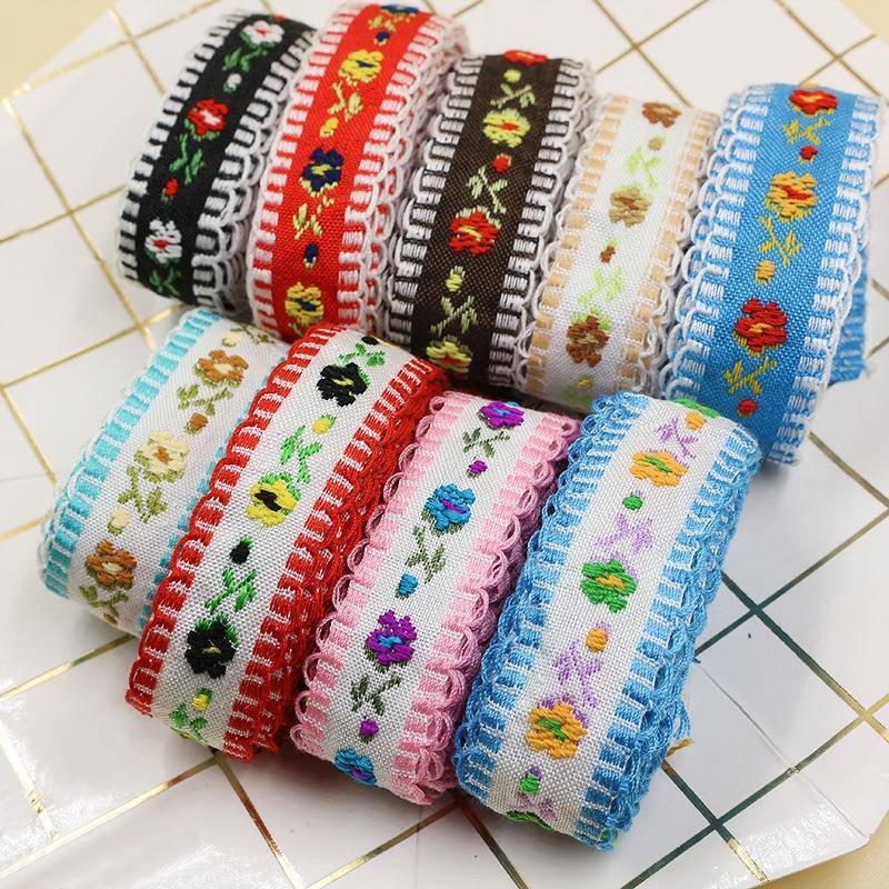 民QBE族服风花朵花边装家居手工i小y辅d料刺绣织带