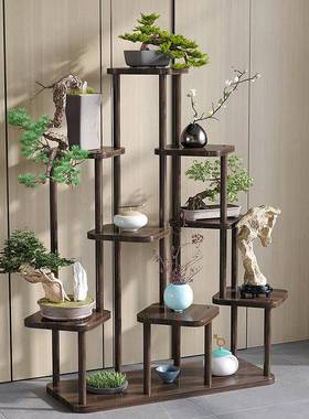 花架置物架阳台花实木层落式家用ROO多客厅中式花台多肉绿萝盆架