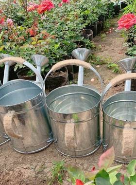 FIY大洒号厚镀白铁皮洒水壶浇水壶防磨手浇菜浇花锌壶加园艺工具