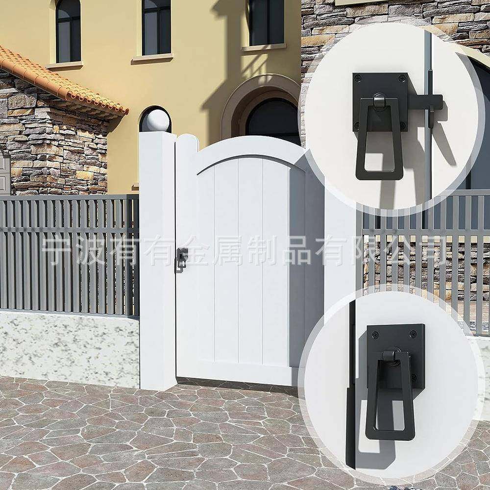 电重谷仓门YY-SK02黑色铝商双面门闩旋制转门型木栅栏门栓门闩把