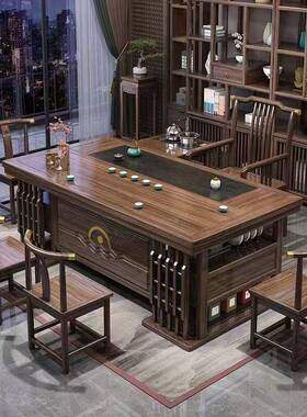 组新式茶桌木桌椅合办公室茶几功夫现中代家用整套BNU实泡茶一体