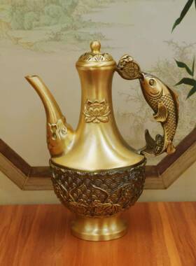 新家用老式见描述手套铜酒壶黄铜酒杯装工黄铜制品清酒水酒器烫茶