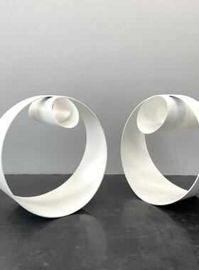 摆现代简玄约黑白色金属圆环形件创意不倒翁样装XYU板间客厅关软