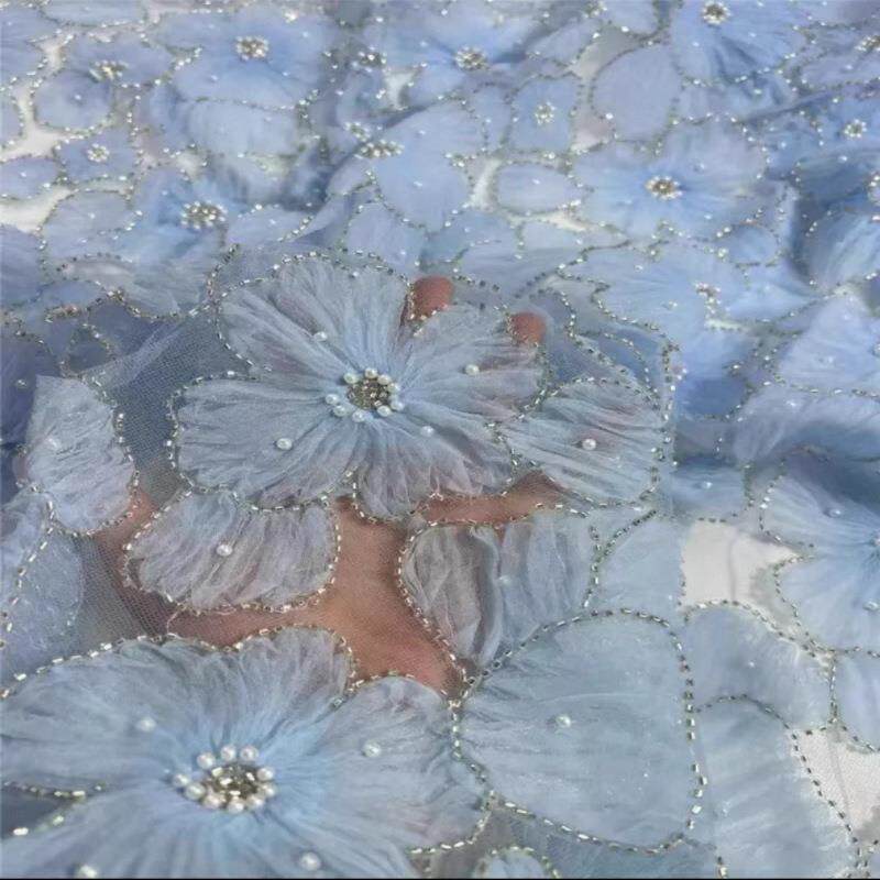 电脑珍珠网纱亮片蕾丝布贴料盘花婚网纱面LPT闪亮绣手工亮片纱辅