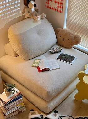 薯奶单人沙发小油户型客可厅豆腐块麻沙发床折叠两用15675模块懒