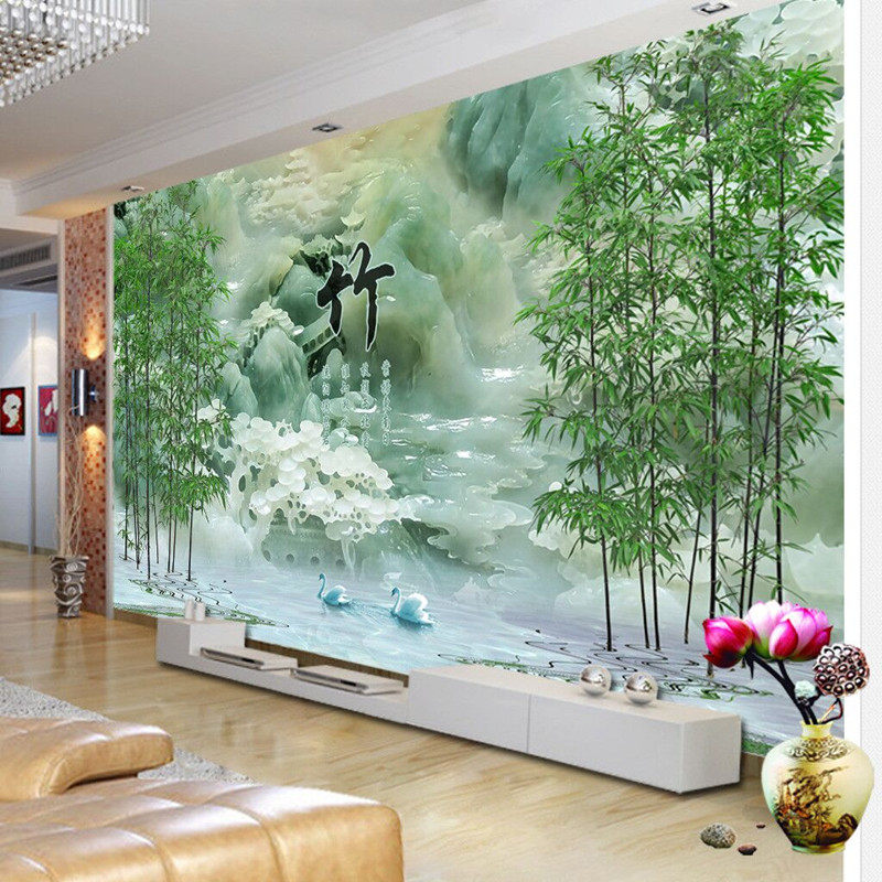 8d立体墙布壁画2021新客厅4D壁纸电视背景墙纸自粘山水新款3D大气