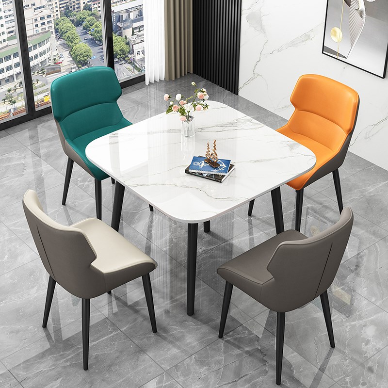 设计师款正方形打牌桌子岩板会客休闲洽谈桌椅简约小户型家用餐桌