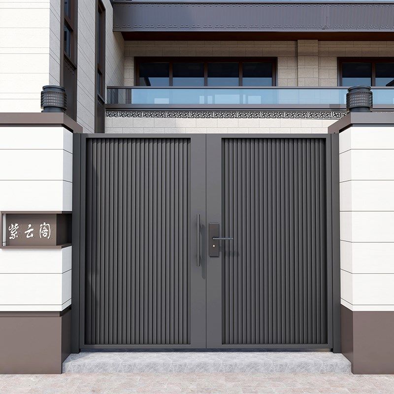 别墅大门对开门铝合金门庭院门农村家用不锈钢花园门乡村围墙门