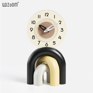 WOZOOM屋准奶油风客厅卧室座钟装饰品家居玄关电视柜高档桌面摆件
