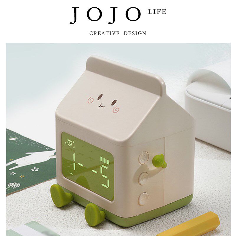 JOJOS L. PD.Fita.卡通趣味牛奶盒闹钟倒计时智能电子台钟丨菲塔