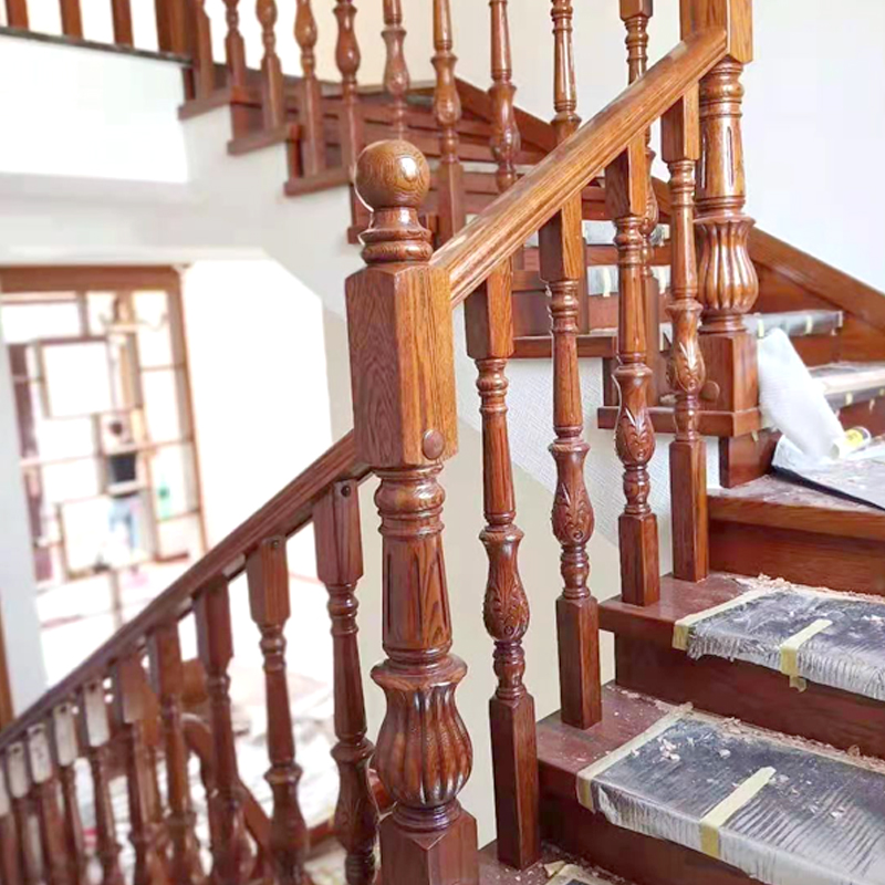定制实木楼梯扶手室内扶手栏杆立柱木质飘窗阳台护栏装饰靠墙扶手