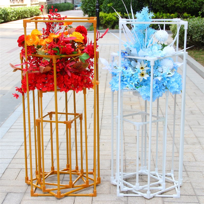 婚庆几何路引铁艺方框路引 长方体花器摆件立体长方形T台花架