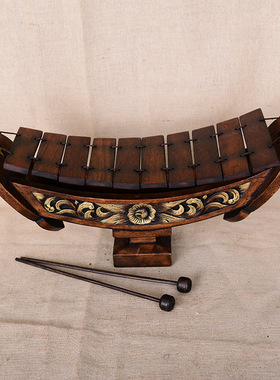 泰国进口工艺品 东南亚家居饰品摆设复古木船型雕花木雕摆件 木琴