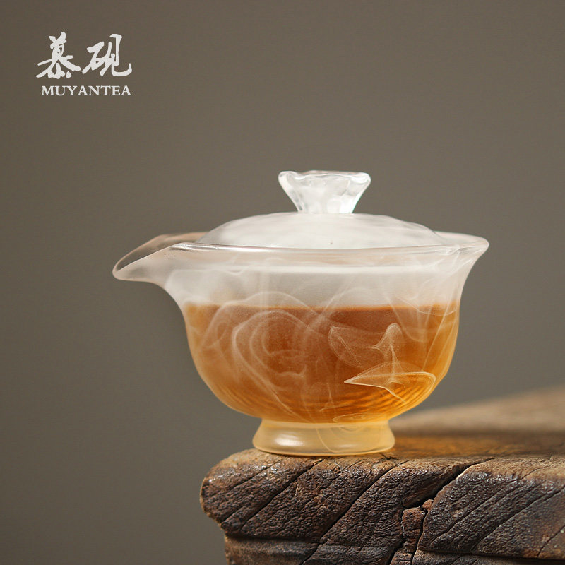 慕砚琉璃莲蓬盖碗茶杯云起琉璃宝瓶手抓壶家用功夫茶具泡茶碗盖杯