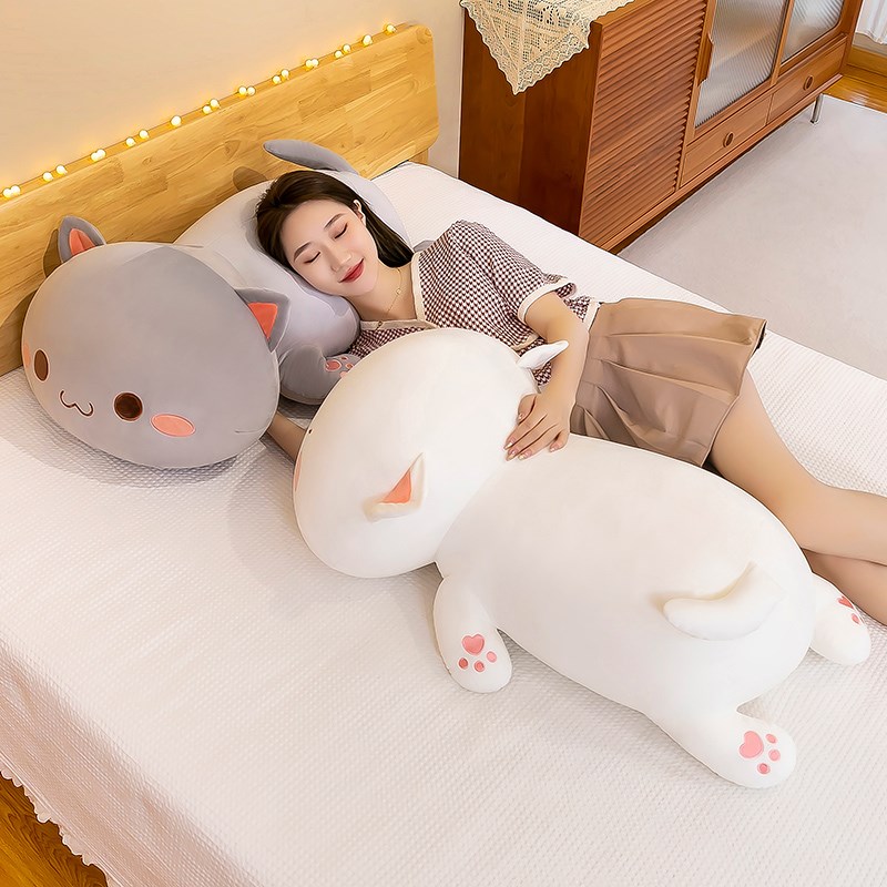蜜桃猫咪玩偶抱枕女生睡觉毛绒公仔儿童床上长条枕夹腿大娃娃