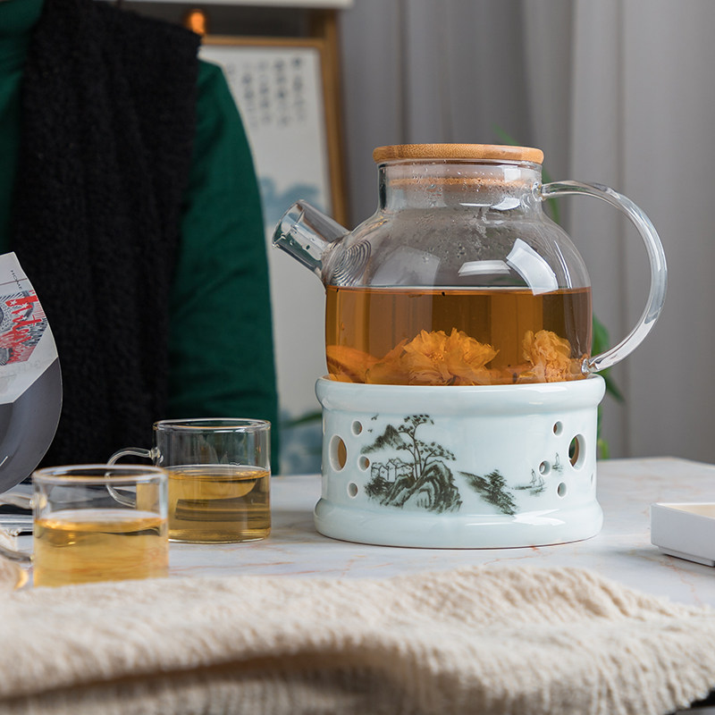 陶瓷花茶壶花草水果花果茶壶耐热蜡烛加热套装水果花果茶壶温茶器