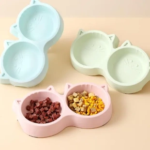 皮皮淘宠物碗猫碗猫咪宠物猫梅马卡龙塑料色双碗用脸形