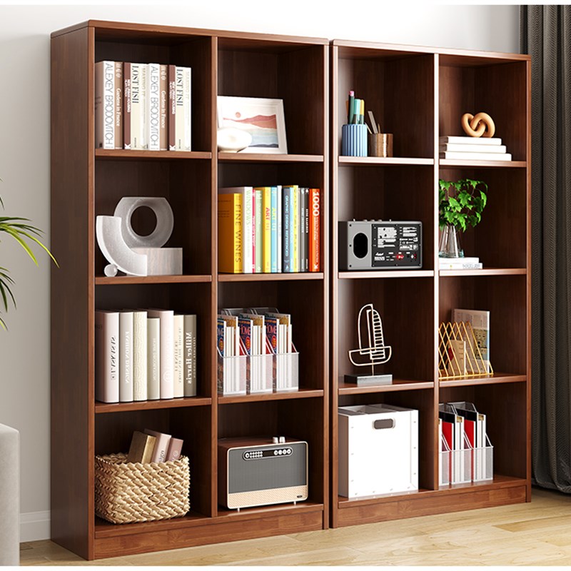 全实木书柜九宫格子柜学生家用书橱儿童书架简约落地书柜厚板橡木
