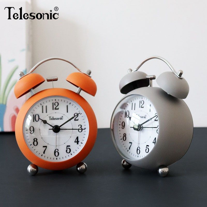 天王星学生用简约女孩静音闹钟机械打铃大音量男孩多功能时尚闹表