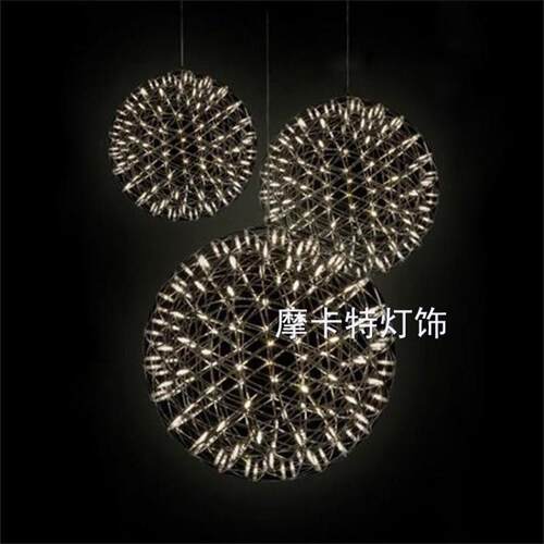 LED火花球满天星不锈钢圆球吊灯橱窗咖啡厅酒店大堂创意工程灯饰
